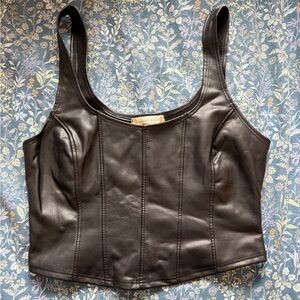 Altar'd State Black Faux Leather Crop Top